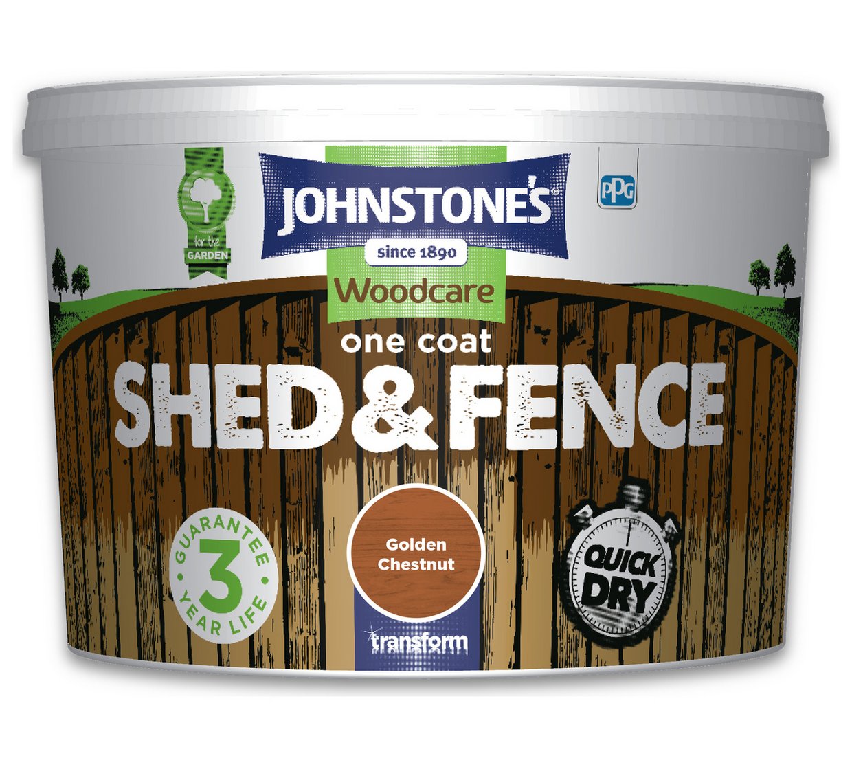 Johnstones Woodcare one coat Shed and Fence in Golden Chestnut