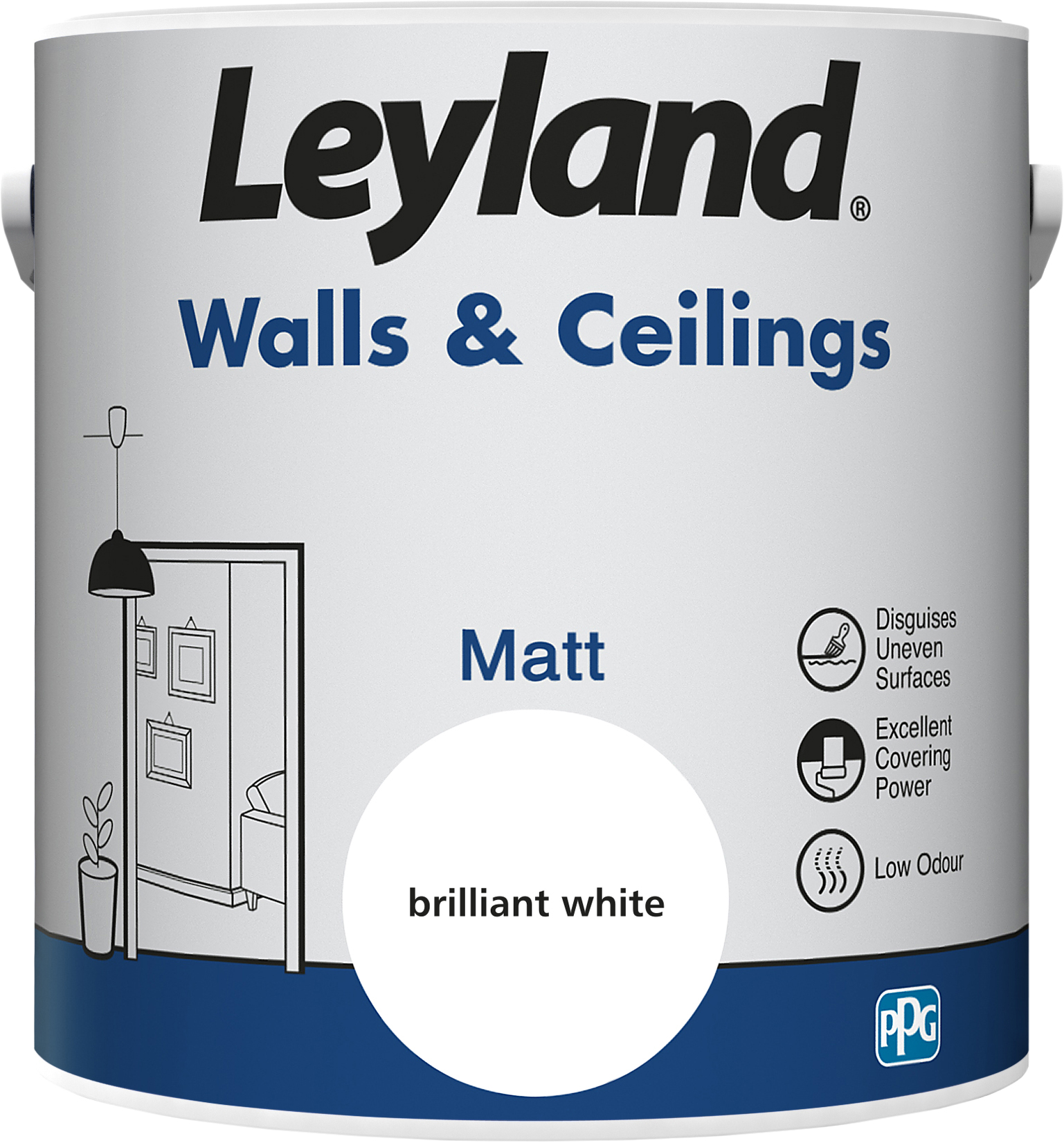 Leyland Matt Walls Ceilings brilliant white 2.5L